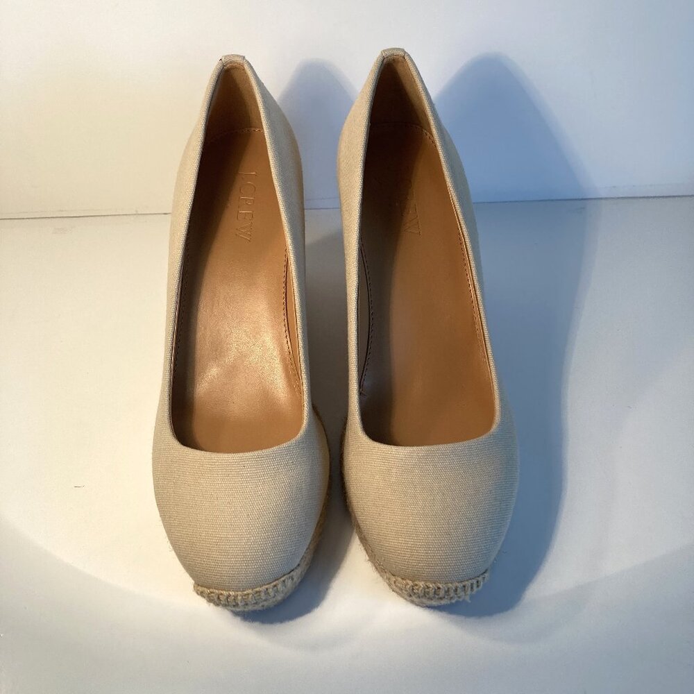 J. Crew Canvas Espadrille Wedge Shoes/ Tan/ Size 6